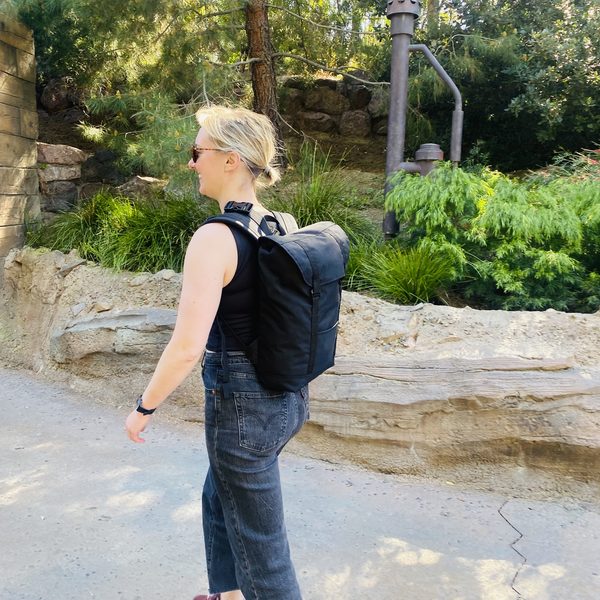 Heather using the Eleven Fifteen Daypack on a day out